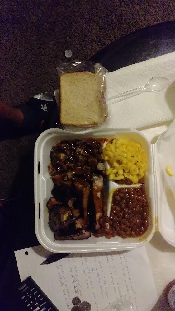 2 Way Meat Plate Ribs Tri-Tip Mac N Cheese Baked Beans